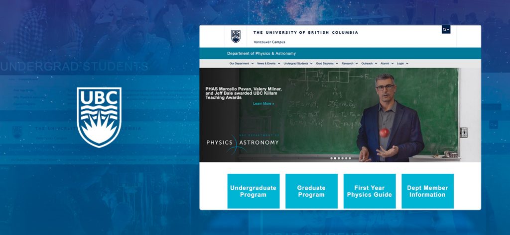 The updated Drupal 9 University of BC home page.