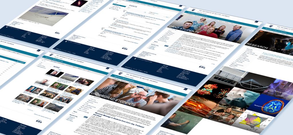 Mock ups and wireframes for the UBC Drupal 9 project