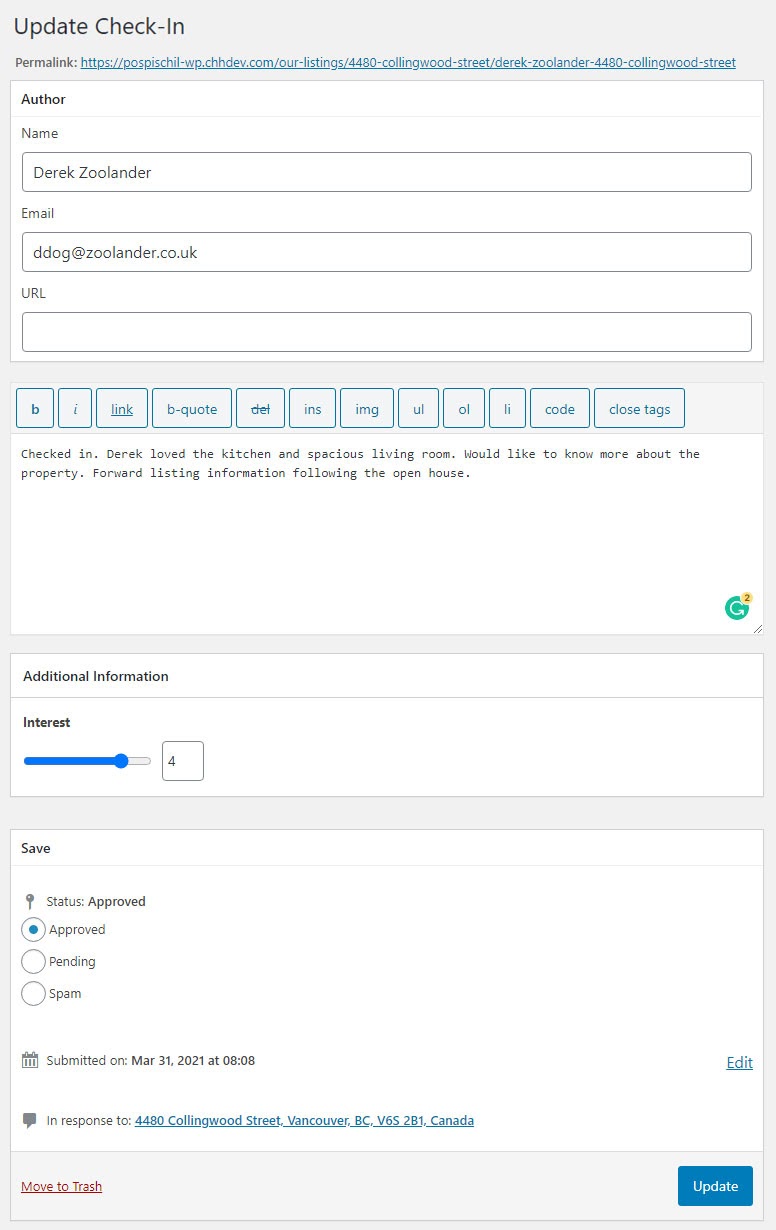 Custom WordPress functionality created by our custom WordPress plugin.